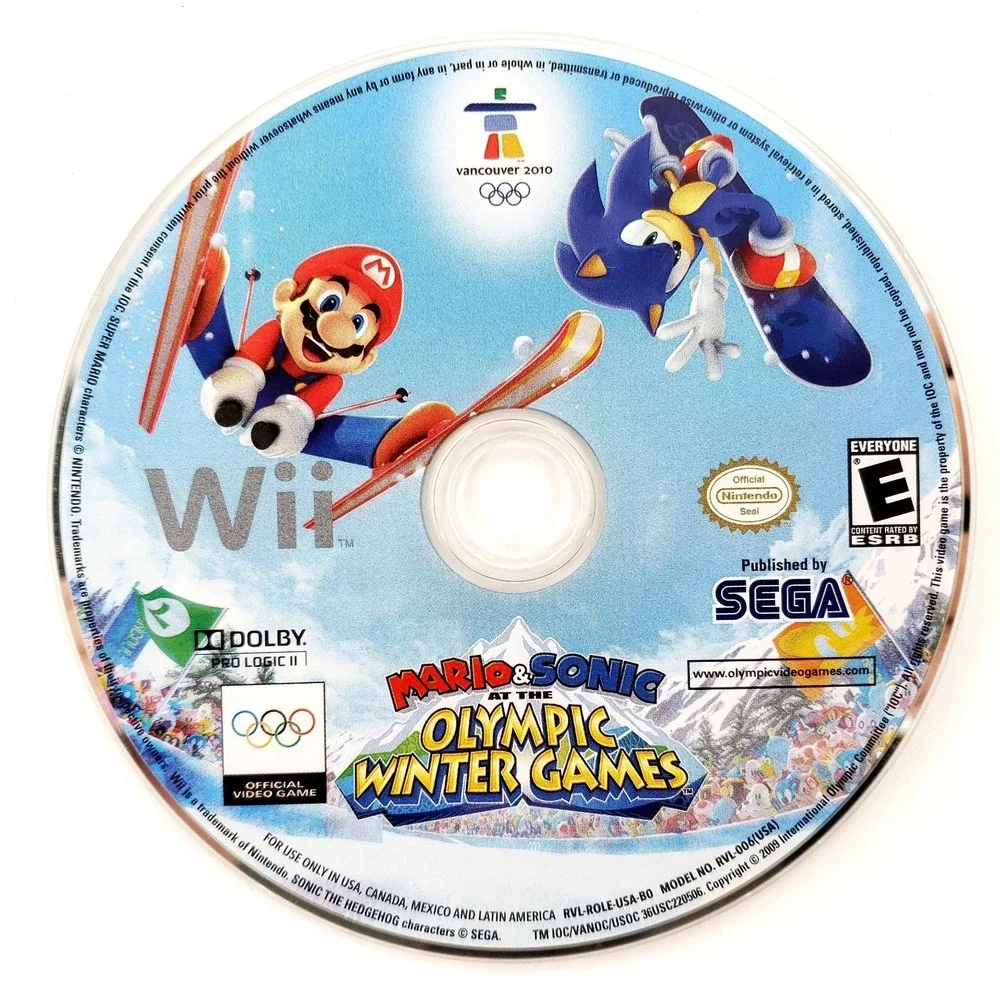 Mario & Sonic at the Winter Olympic Games Nintendo Wii Complete Tested & Works